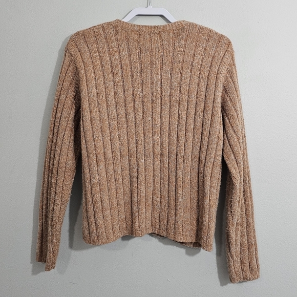 Vintage Kamal Wool Blend Orange/Gray Knit Cardigan - Picture 2 of 3